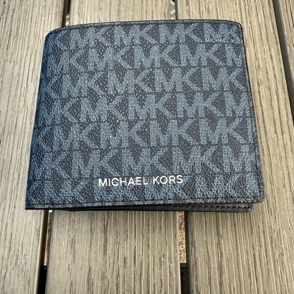 Michael Kors Blue and Black Monogram Wallet